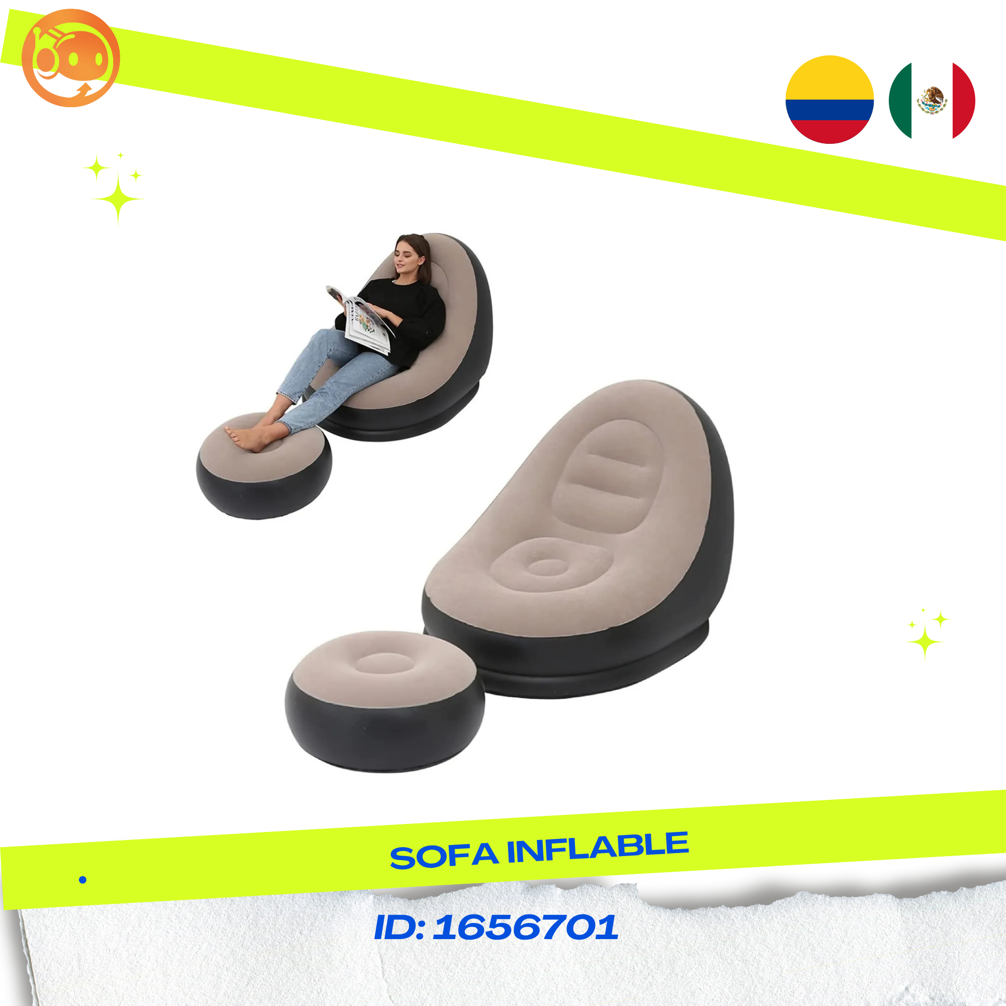 Sofa Inflable Con Reposapies